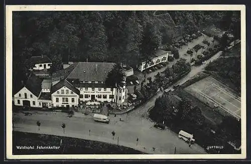 AK Iburg, Fliegeraufnahme vom Waldhotel Felsenkeller