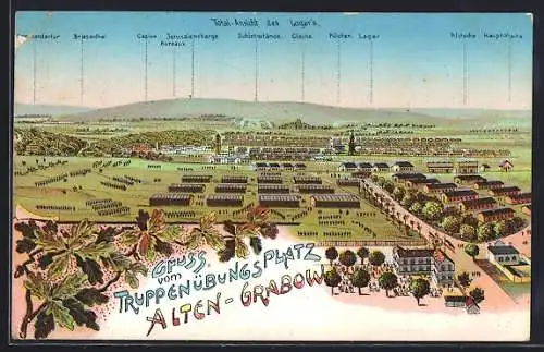 Lithographie Altengrabow, Totalansicht des Lagers Altengrabow