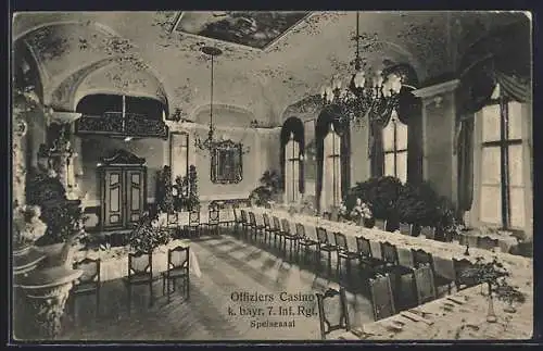 AK Bayreuth, Offiziers-Casino der Kaserne des kgl. bayr. 7. Inf. Rgt., Speisesaal