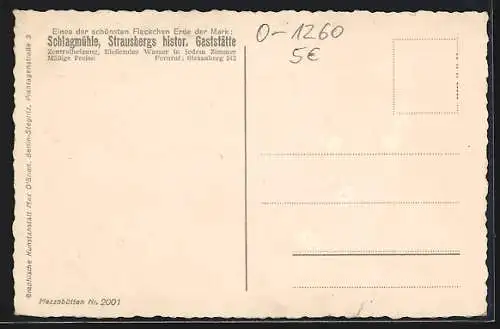 AK Strausberg i. d. Mark, Gasthaus Schlagmühle, Flussterrasse