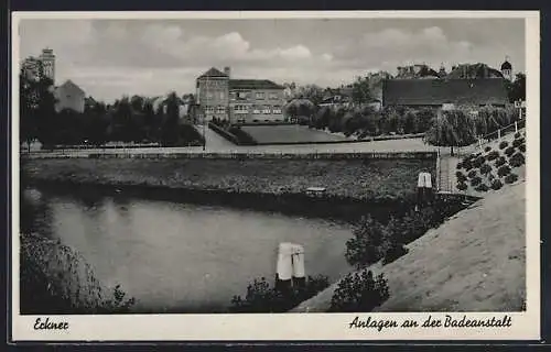 AK Erkner, Blick auf die Anlagen an der Badeanstalt