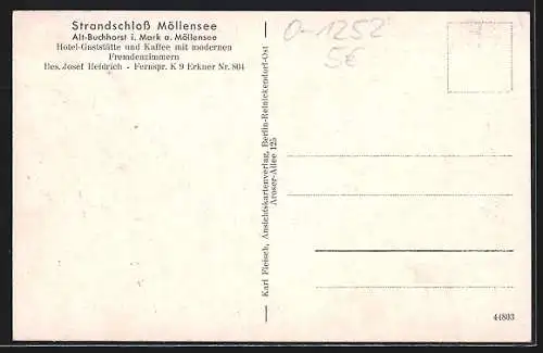 AK Alt-Buchhorst i. Mark, Hotel-Gaststätte Strandschloss v. Josef Heidrich, Terrasse am Möllensee