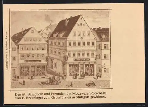 AK Stuttgart, Modewaren-Geschäft von E. Breuninger