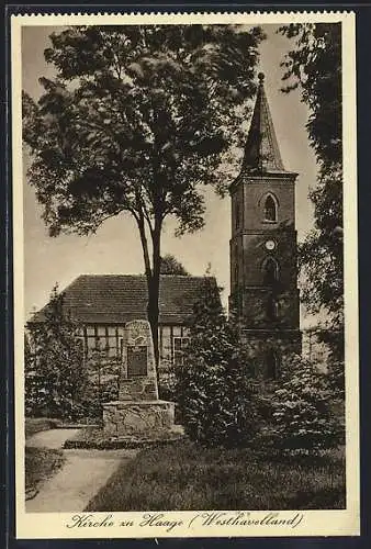 AK Haage /Westhavelland, Kirche und Denkmal