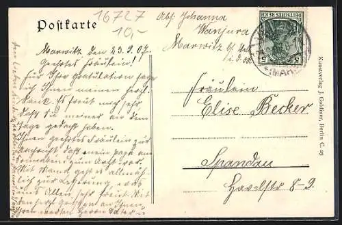 AK Marwitz b. Velten, Ortspartie mit Teich und Kirche