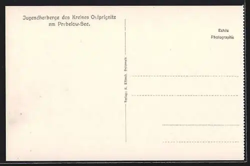 AK Prebelow /Kr. Neuruppin, Am Eingangstor der Jugendherberge