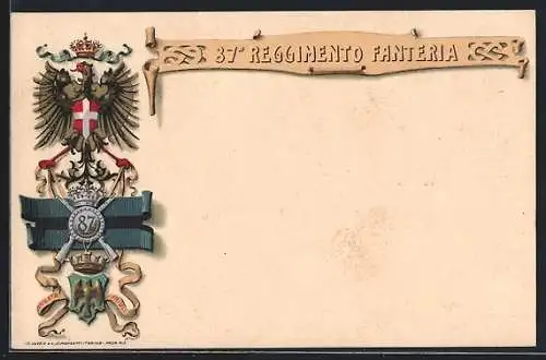 Lithographie 87° Reggimento Fanteria, italienisches Infanterie-Regiment