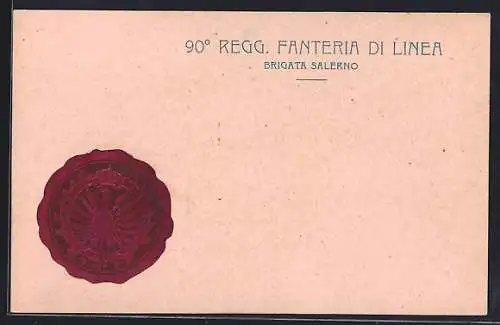 Präge-AK 90° Reggimento Fanteria, Brigata Salerno, italienisches Infanterie-Regiment