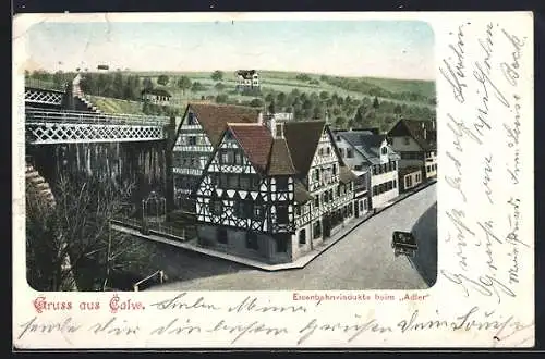 AK Calw, Eisenbahnviadukte beim Adler