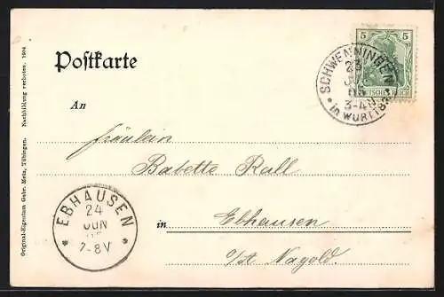 AK Schwenningen a. N., Marktplatz mit Gasthaus zum Löwen
