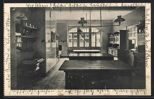 AK Karlsruhe i. B., Koch- und Haushaltungsschule des badischen Frauenvereins, Herrenstr. 39, Innenansicht