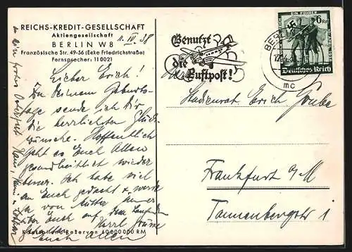 AK Berlin, Bankgebäude der Reichs-Kredit-Gesellschaft Aktiengesellschaft, Französische Strasse 49-56 Ecke Friedrichstrasse