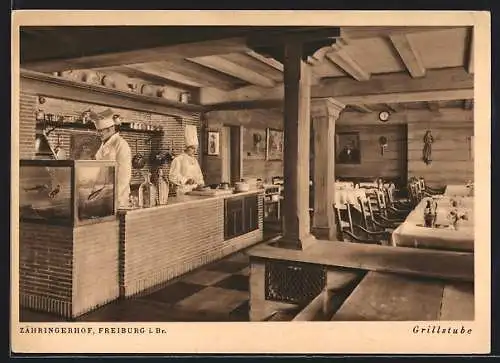 AK Freiburg i. Br., Hotel Zähringerhof, Grillstube, Innenansicht