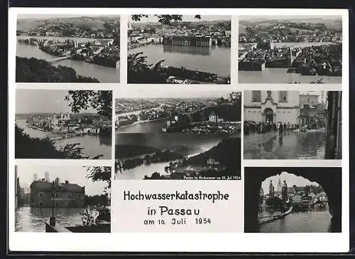 AK Passau, Hochwasserkatastrophe 1954, versch. Ansichten