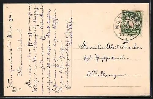 AK München, Siegestor mit Strassenpartie