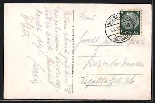 AK Bad Sachsa /Südharz, Teilansicht mit Strassenpartie, Fliegeraufnahme