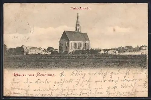 AK Neuötting, Totalansicht mit Kirche