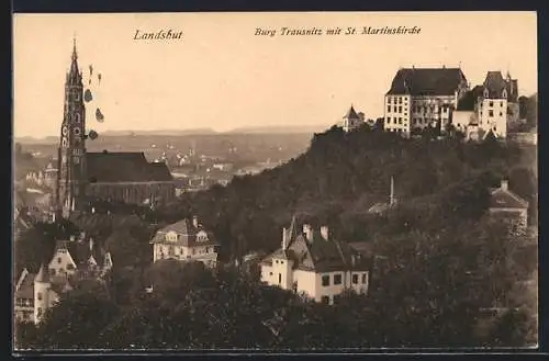 AK Landshut, Burg Trausnitz mit St. Martinskirche