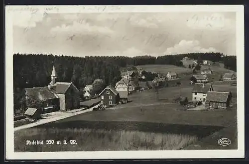 AK Kniebis, Ortsansicht mit Strasse u. Kirche