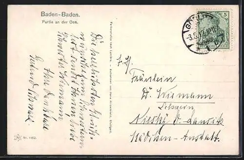 AK Baden-Baden, Partie an der Oos