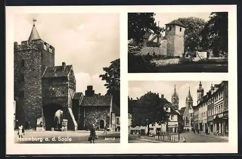 AK Naumburg a. d. Saale, Torturm, Strassenpartie mit Geschäften