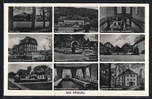 AK Bad Driburg, Trinkhalle, Konzertgarten, Brunnenplatz, Iburg