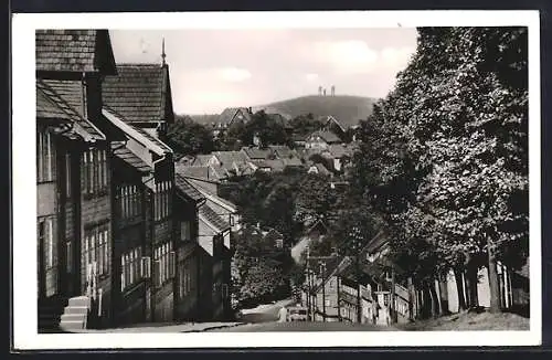 AK Clausthal-Zellerfeld /Harz, Osteröderstrasse, Blick zum Bocksberg