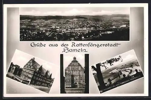 AK Hameln, Hochzeitshaus, Rattenfängerhaus, Gesamtansicht