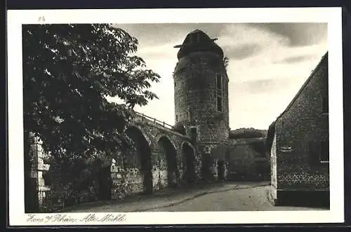 AK Zons a. Rhein, Alte Mühle mit Strassenpartie