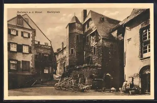 AK Beilstein a. d. Mosel, Marktplatz mit Brunnen