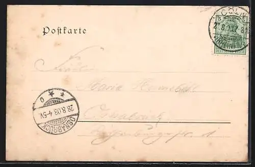 AK Köln, Uferpartie mit Dom