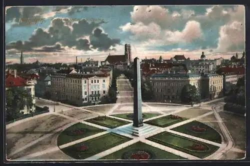 AK München, Karolinenplatz mit Obelisk