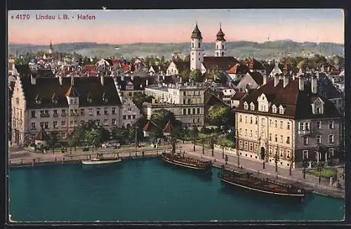 AK Lindau i. B., Hafen aus der Vogelschau