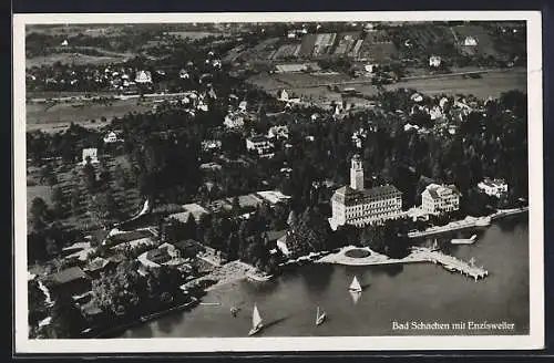 AK Bad Schachen, Blick auf die Ortschaft am Bodensee