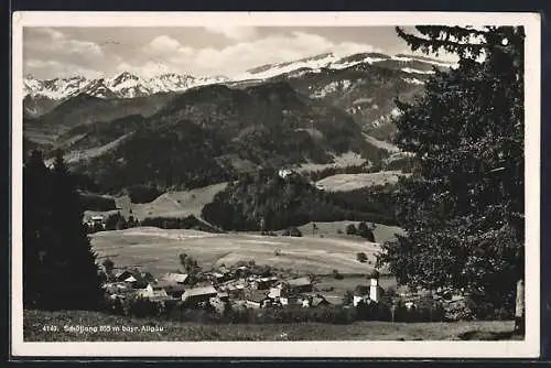 AK Schöllang /Bayr. Allgäu, Teilansicht mit Kirche