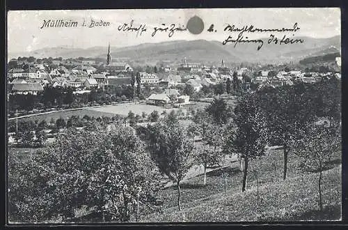 AK Müllheim i. Baden, Teilansicht mit Kirche