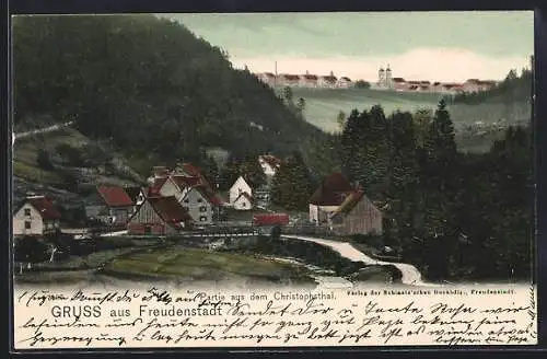 AK Freudenstadt, Panorama mit Gebirge