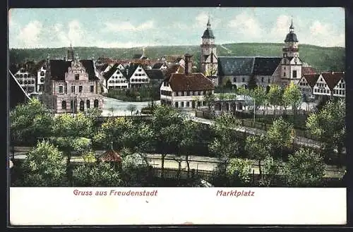 AK Freudenstadt, Marktplatz aus der Vogelschau