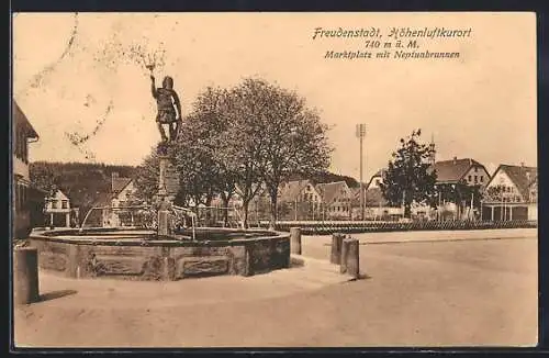 AK Freudenstadt, Marktplatz mit Neptunbrunnen