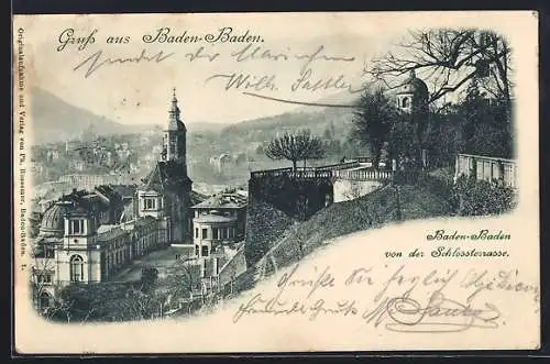 AK Baden-Baden, Blick von der Schlossterrasse