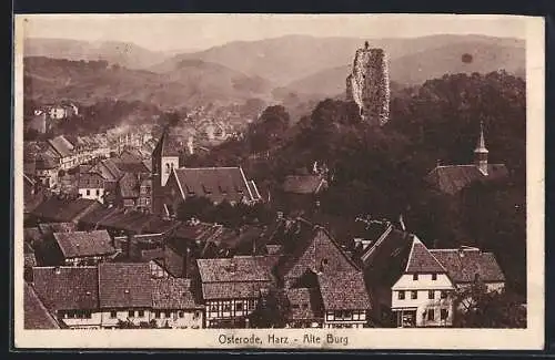 AK Osterode /Harz, Alte Burg und Teilansicht