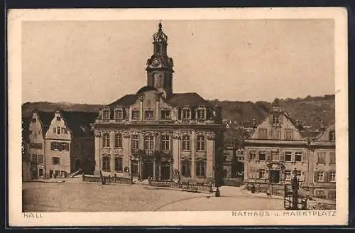 AK Hall, Rathaus u. Marktplatz