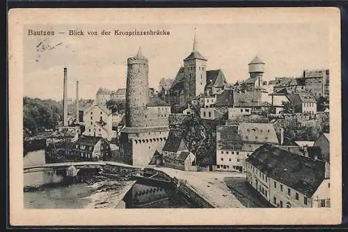 AK Bautzen, Blick von der Kronprinzenbrücke