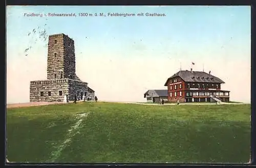 AK Feldberg i. Schwarzwald, Gasthaus mit dem Feldbergturm