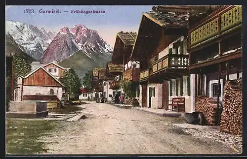 AK Garmisch, Häuser an der Frühlingsstrasse