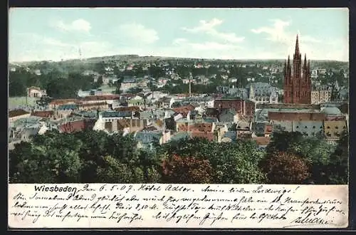 AK Wiesbaden, Teilansicht mit Kirche