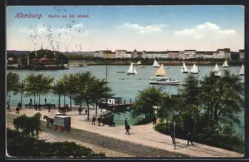 AK Hamburg-St.Georg, Blick über die Alster