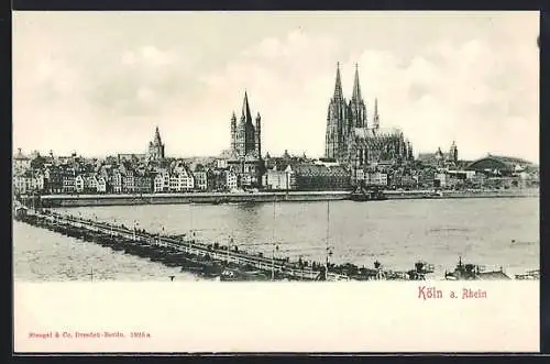 AK Köln a. Rhein, Blick über den Rhein zum Dom