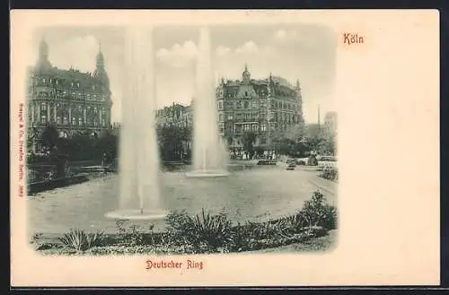 AK Köln-Neustadt, Deutscher Ring mit Fontäne