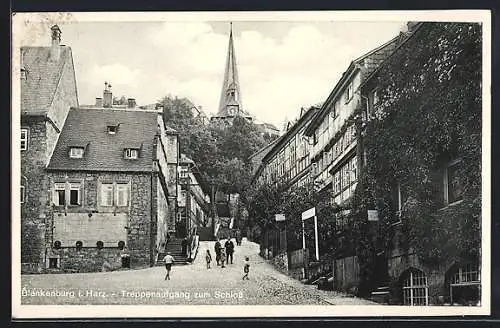 AK Blankenburg i. Harz, Treppanaufgang zum Schloss